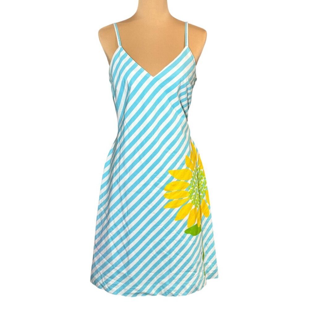 Lilly Pulitzer Blue and Yellow Striped Midi Dress